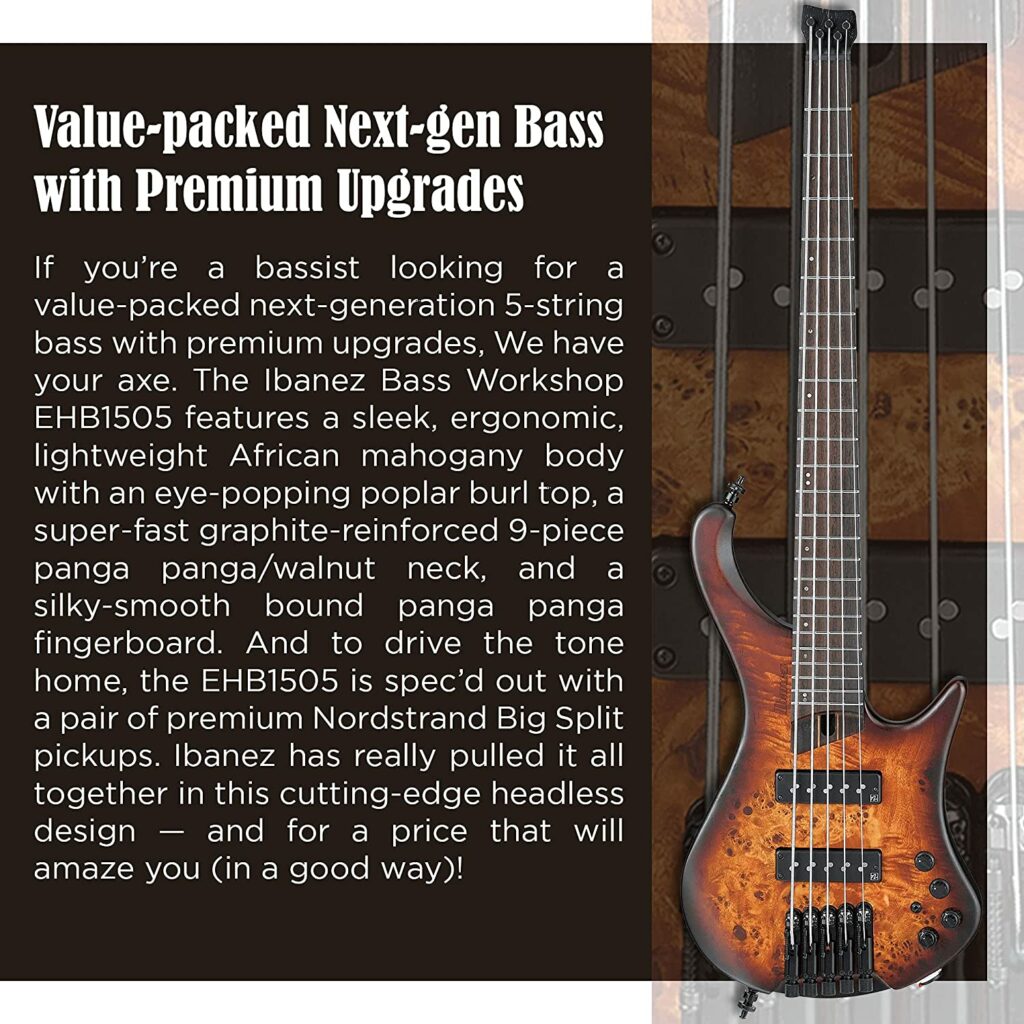The Ibanez Ergonomic Headless 5-String Electric Bass Guitar is equipped with a set of high-quality pickups that deliver a wide range of tonal options. The guitar also features a 3-band EQ and a 3-way switch, allowing players to fine-tune their sound to suit their playing style and musical preferences.